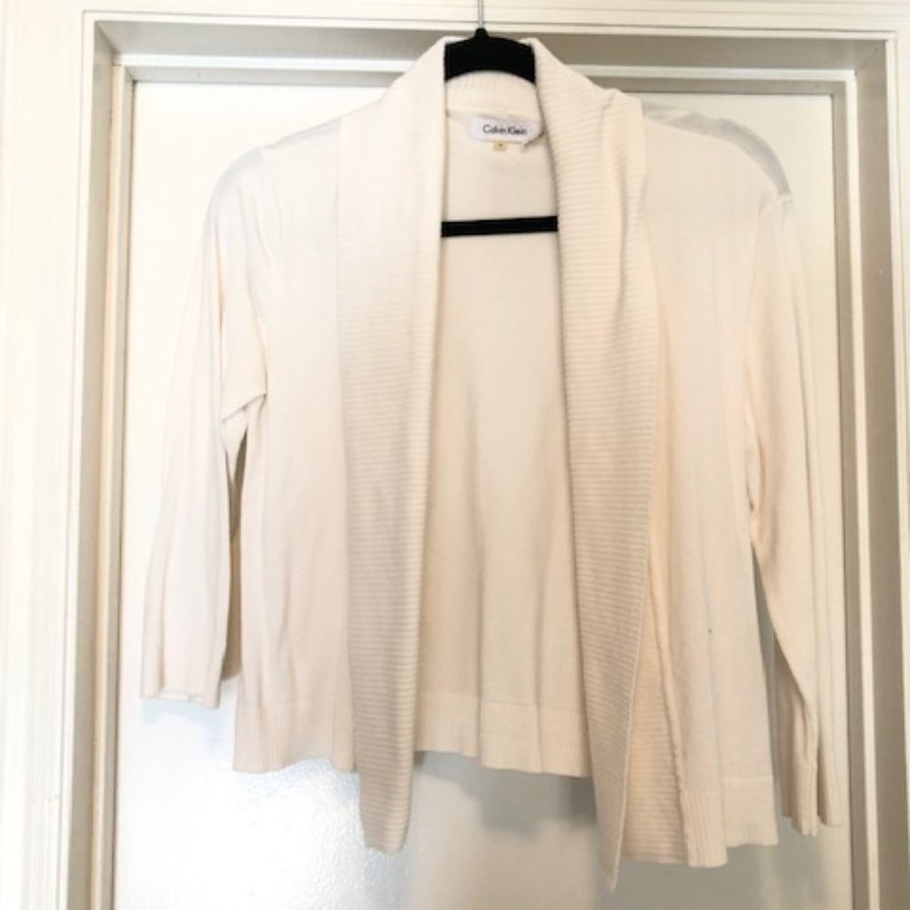 Calvin Klein White Shawl Neck Cardigan